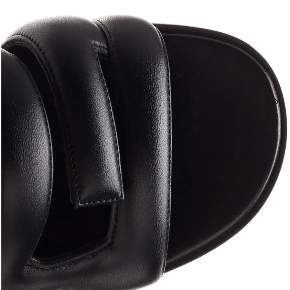 Givenchy G Cutout Logo Flat Sandals Black Leather Padded Slide 36 - Picture 4 of 7